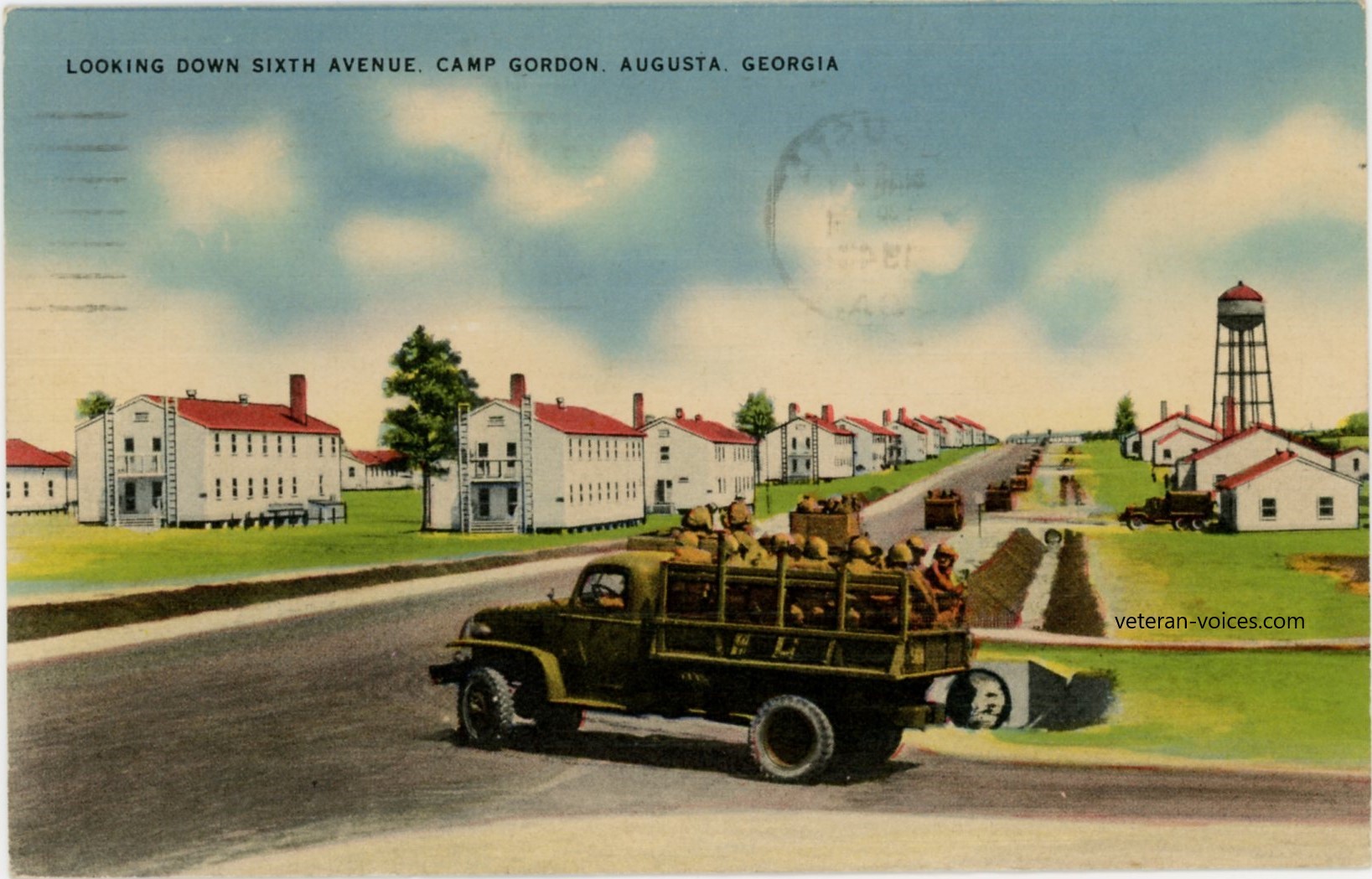 "Looking Down Sixth Avenue, Camp Gordon, Augusta, Georgia" World War II